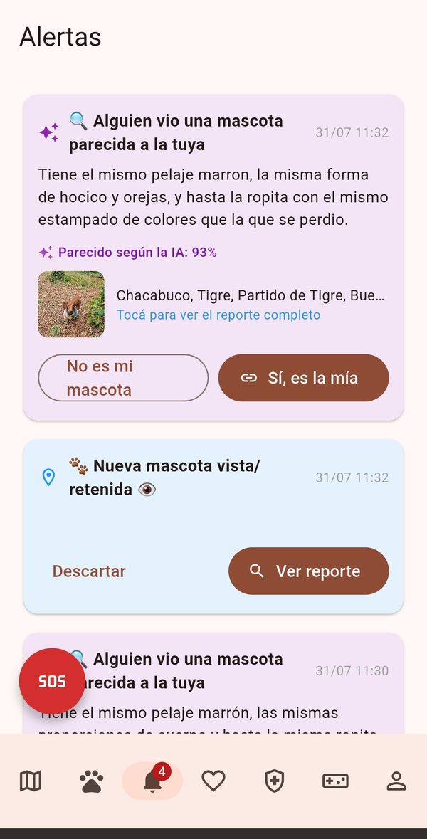 Alerta de coincidencia detectada por inteligencia artificial