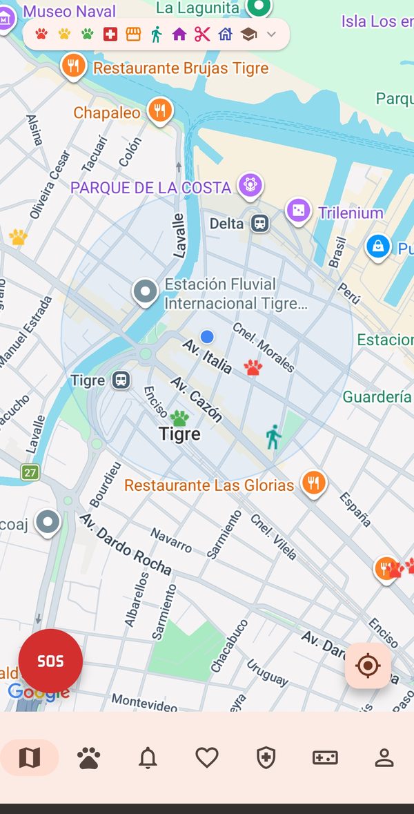 Mapa con reportes y servicios cercanos